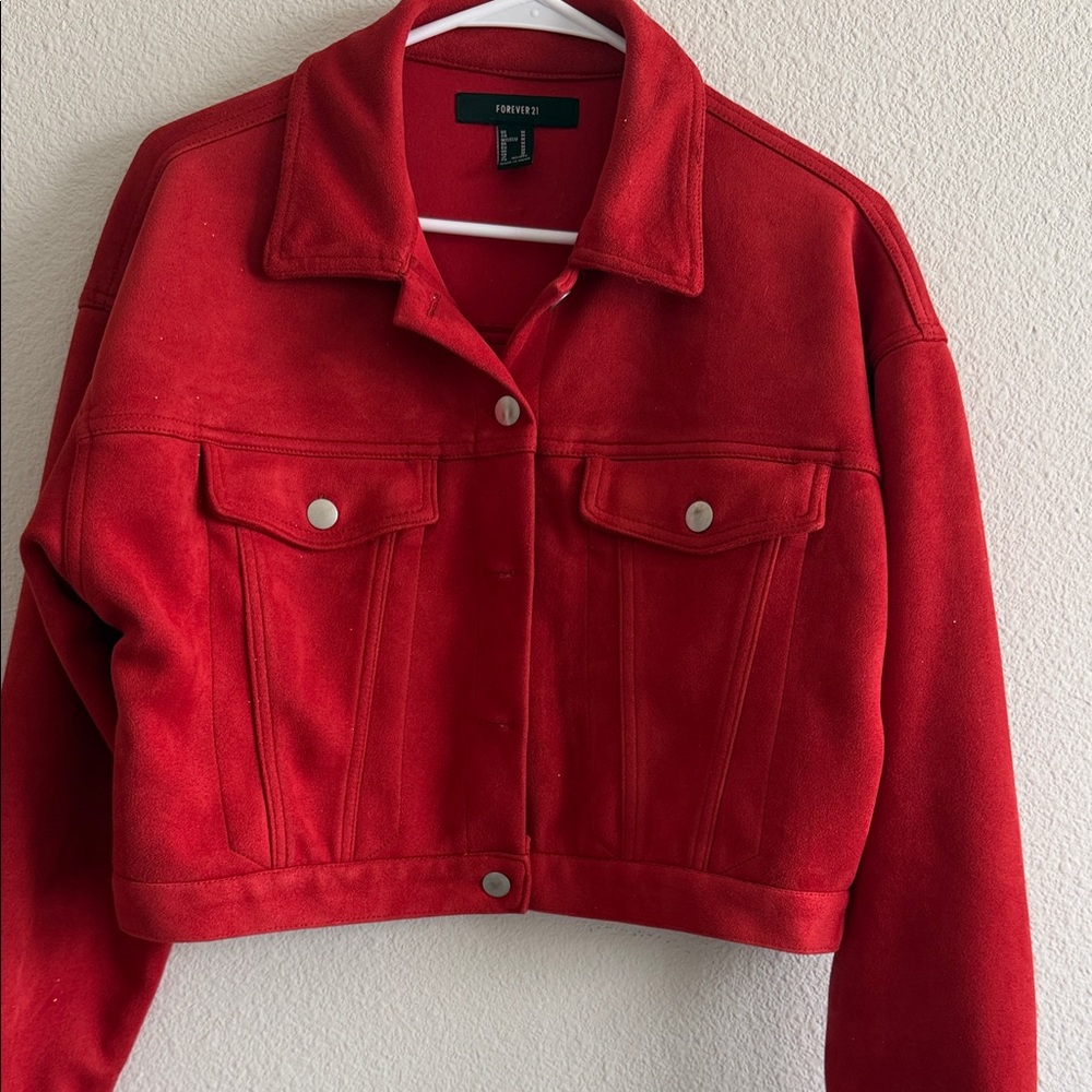 Forever 21 Red Cropped Jacket